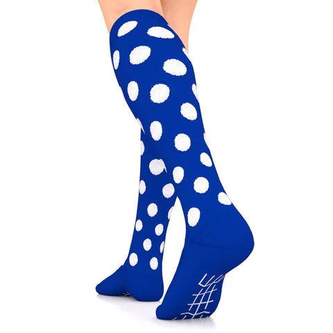 Blue with white dots compression socks 20-30mmHg