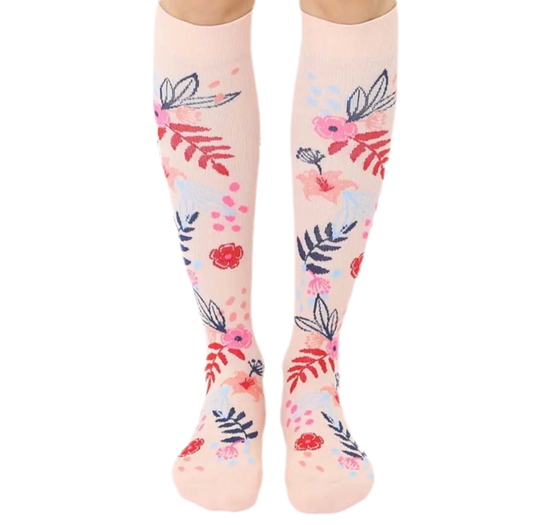 Floral compression socks