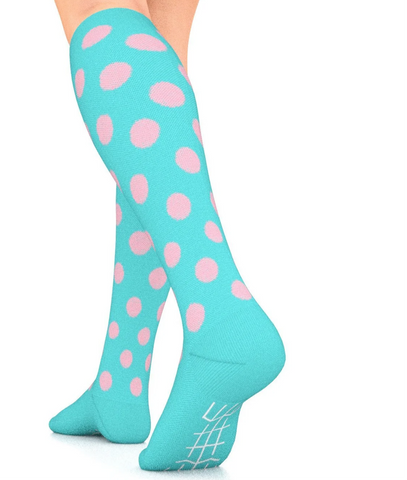 Turquoise and pink compression socks Canada